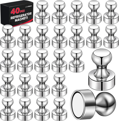 LOVIMAG Magnets for Whiteboard, 40pcs Strong Refrigerator Magnets, Neodymium Fridge Magnet,Small Push Pin Magnets for Whiteboard, Fridge, Office, Classroom and Map Magnets
