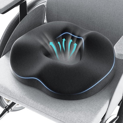 Benazcap Donut Pillow Seat Cushion Hemorrhoid Pillow for Sciatica & Tailbone Pain Relief, Memory Foam Cushion by Ergonomic for Coccyx, Sciatica, Pregnancy, Postpartum- Darkgray