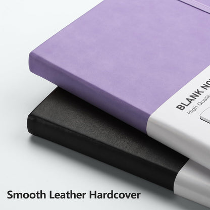 RETTACY Blank Journal Notebook, 192 Pages, A5 Medium Size (5.7'' x 8.3''), Leather Hardcover, 100 GSM Thick Paper, for Sketching, Drawing, Painting (Purple)