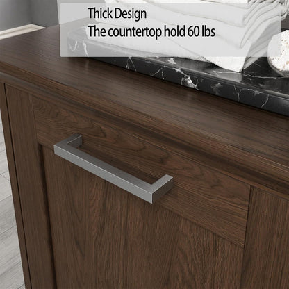 OLD CAPTAIN Wooden Tilt Out Trash Cabinet, Wooden Kitchen Garbage Can Free Standing Holder, Brown Finish