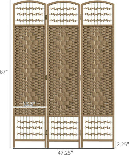 NicBex Room Divider 3 Panel Room Dividers with Woven Paper Design Partition Room Dividers and Folding Privacy Screens 5.6 FT Wall Divider for Office, Room Separation,47.25"W x 0.5"D x 67"H, Natural