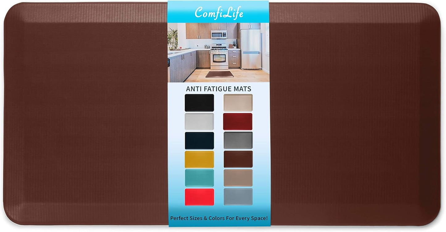 ComfiLife Anti Fatigue Floor Mat – 3/4 Inch Thick Kitchen Mats for Floor, Standing Desk Mat, Kitchen Rug – Comfort at Home, Office – Durable – Stain Resistant – Non-Slip Bottom (24" x 70", Brown)