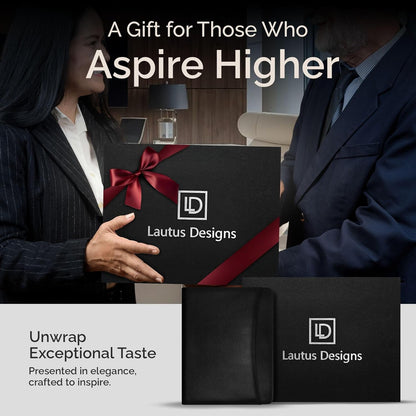 Customized Black Zippered Portfolio Binder - Engraved PU Leather Business Portfolio Organizer - Padfolio for Men & Women with US Letter Notepad, 10.5 Inch Tablet Pocket & Gift Box by Lautus Designs