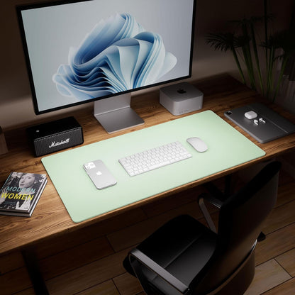 Aothia Double-Sided Desk Pad – 37.8"x17" Leather Desk Mat with Eco Cork Protector, Large Mouse Pad, Waterproof Desk Blotter for Office/Home (Aqua)