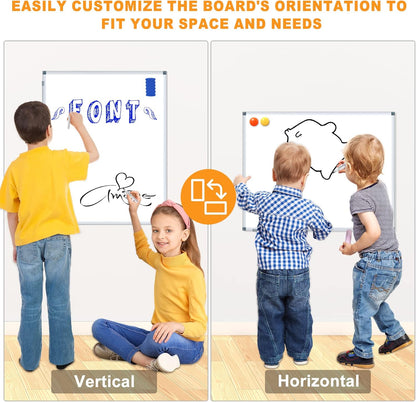 H-Qprobd White Board Dry Erase Whiteboard for Wall, 18"x24" Hanging Wall Mounted Magnetic Whiteboard Aluminium Frame for Home, Office, School, Kitchen