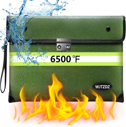 6500°F Upgraded Fireproof Money Bag with Lock,10 Layers of Heat Insulated Materials with Waterproof Zipper/Reflective Strip with Handle for Cash/Important Documents（Not Suitable for A4 Files）