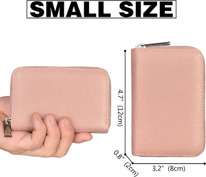 Easyoulife Genuine Leather Credit Card Holder Zipper Wallet With 26 Card Slots