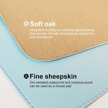 DAWNTREES Dual Sided Desk Mat,Leather Desk Pad,40"x16",Cork Desk Mat Protector,with PU Leather Valet Tray Organizer,Large Mouse Pad,Desk Writing Pad for Office and Home(Light Blue)