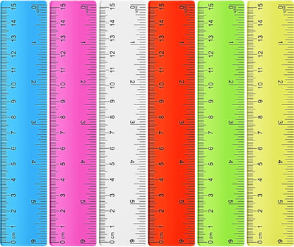 Zonon 6 Pcs 6 Inch Ruler Bulk Colorful Plastic Flexible Straight Metric Rulers with Centimeters and Inches Drafting Measuring Tool for Classroom School Students Education