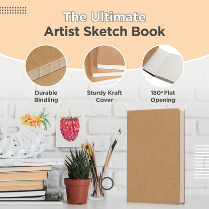 5.5 x 8.3 Inch Sketch Book for Kids and Adults, 112 Sheets (68lb/100gsm), Ideal for Drawing