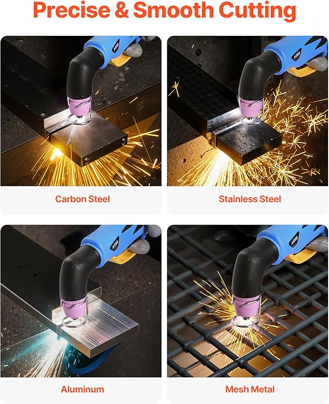 VEVOR Plasma Cutter, 50A Non-Touch Pilot Arc Plasma Cutting Machine, 110V/220V Dual Voltage Digital Display IGBT Inverter - with 2T/4T Function & Adjustable PA/PT Time for Home Repairs, Workshops