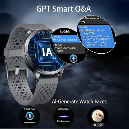 Smart Watch for Men (Answer/Make Call), Built-in GPS, Compass, 1.60" AMOLED, 5ATM Waterproof, Heart Rate SpO2 Sleep Monitor, iPhone Android - Grey