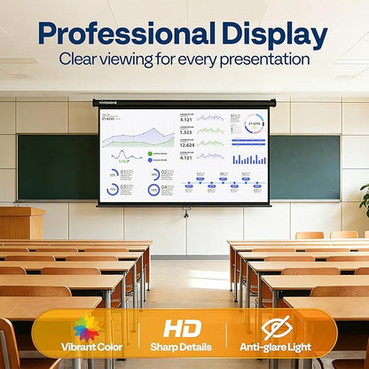 VIVOHOME 80 Inch 16:9 Pull Down Projector Screen, HD 4K Retractable Movie Screen for Indoor Home Theater and Office, Manual Projection Screen with Auto Locking (70Wx40H Inch Display Area)