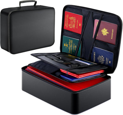 GIANTLUMl 5200°F Fireproof Document Box with Lock,Safe Fireproof Document Bag for Home&Office,Important Documents Organizer,Safety Storage Box Waterproof,8 Layers File Organizer,Portable Travel Safe