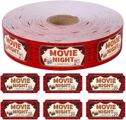 1000 Pcs Carnival Movie Tickets Roll Movie Night Theme Party Decorations Raffle Tickets Party Entry for Events Carnival Favors Supplies