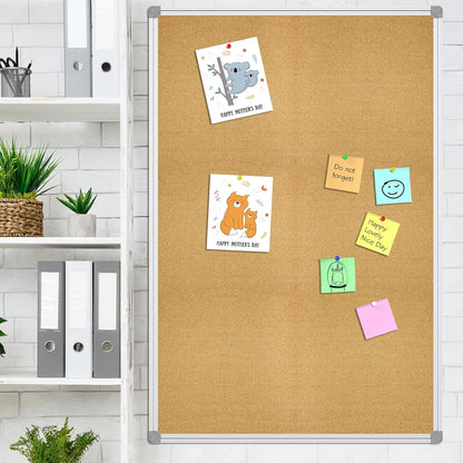 Lockways Cork Board Bulletin Board, Double Sided Corkboard 36" x 24", Wall-Mounted Aluminum Framed Message Presentation Notice Board 3 x 2