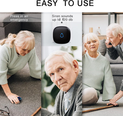 Caregiver Pager, Wireless Call Button for Seniors/Elderly at Home, 1 SOS Button + 1 Receiver Medical Life Alert System, Emergency Panic Call Bell, Help Alarm for Nurse Calling & Patient Assistance