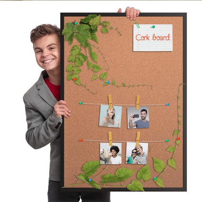 Board2by Cork Board Bulletin Board 48 x 36, Black Wood Framed 4x3 Corkboard, Office Board for Wall, Large Notice Pin Board for School, Home & Office