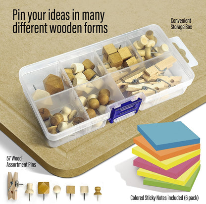 Large Bulletin Board 48 x 36 Inches - Foldable Felt Bulletin Board for Wall, Cork Board Alternative with 57 Wood Pins & 6 Note Pads, Vision Board - Khaki