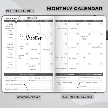 Clever Fox Planner – Undated Weekly & Monthly Planner for Productivity, Time Management & Goals – Organizer Journal – A5 (Silver Black)