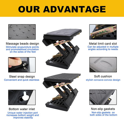 Adjustable Foot Rest Under Desk, Ergonomic Foot Stool for Office Use with Massage (PB-Gray)