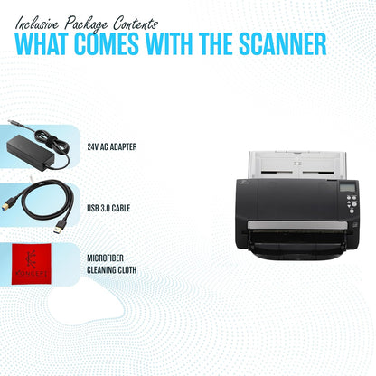 FI-7160 Fujitsu Document Scanner - Duplex - Scanners for Computers with 24V & USB 3.0 Cable, 8.5 X 14 in, 600 DPI, 60 PPM (Mono/Color), ADF, 4000 Scans Per Day (Renewed)