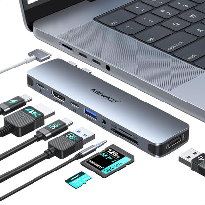USB C Adapter HDMI Multiport Hub for MacBook Pro/Air M1-M3, 13"-16", 2018-2024: 3 USB A 3.0, SD TF Card Reader, Audio