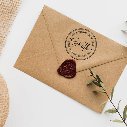 Custom Address Stamp - Self Inking Personalized Rubber Stamp for Mailing Envelopes, Packages, Wedding Invites & Business Mail (Round)