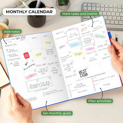 Clever Fox Planner PRO Schedule – Undated Weekly & Monthly Life Planner with Time Slots, Appointment Book & Daily Organizer, A4 (Blue)