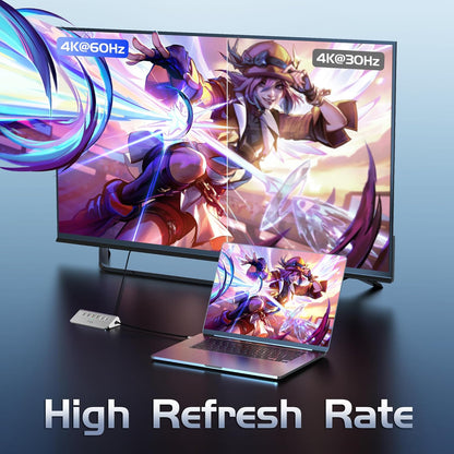 USB C Hub Ethernet, 10-in-1 USB Docking Station 10Gbps with 4K@60Hz HDMI, USB C and 2 USB A 3.2 Data, LAN, 2 USB A 2.0, PD 100W, SD/TF Ports, Powered USB Hub for Laptop, PC, iPhone 16/15, Mac