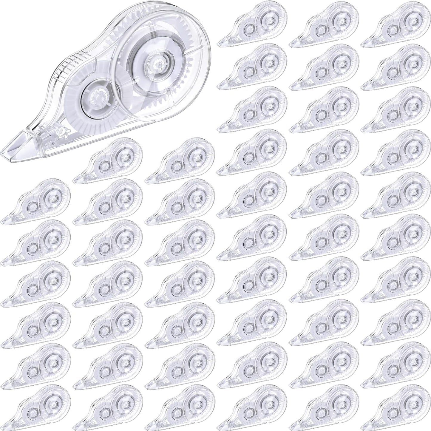 Nezyo 50 Count Clear Correction Tape Transparent Correction Roller Universal Correct Dispenser Supplies for School Office Teachers Students Corrector(White)
