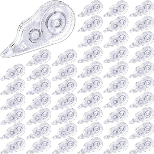 Nezyo 50 Count Clear Correction Tape Transparent Correction Roller Universal Correct Dispenser Supplies for School Office Teachers Students Corrector(White)