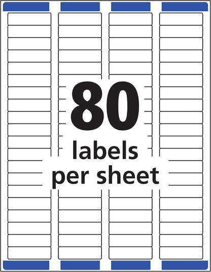Avery Mailing Address Labels, Inkjet Printers, 10,000 Labels, 1/2 x 1-3/4, Permanent Adhesive, Easy Peel (5 Packs 8167)