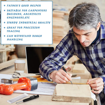 Colarr 10 Pcs Mechanical Carpenter Pencil with 60 Refill Deep Hole Mechanical Pencil Marker with Sharpener Black Solid for Carpentry Architect Birthday Thanksgiving Gift