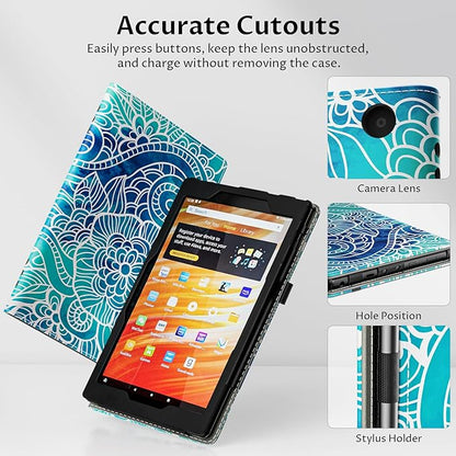 VORI Case for All-New Amazon Kindle Fire HD 10 Tablet (13th/11th Generation 2023/2021 Release) and Fire HD 10 Plus - Slim Folding Stand Folio Cover with Auto Wake/Sleep & Hand Strap, Abstract Floral