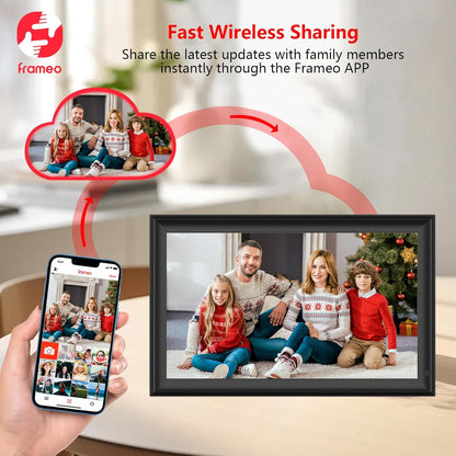 FRAMEO 15.6 inch Digital Picture Frame,Large WiFi Photo Frame 32GB,FHD IPS Touch Screen, Wall-Mounted,Share Photo/Video, Living Room Elderly Parents Birthday