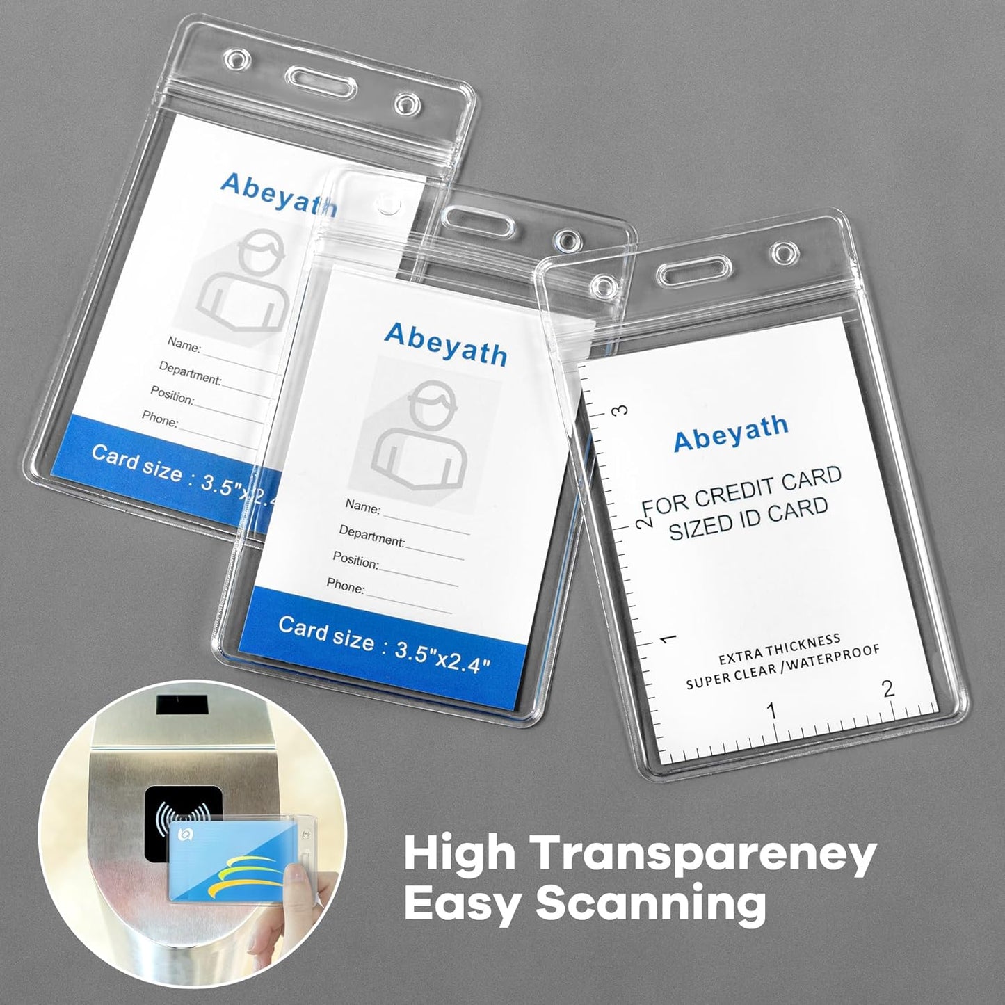 1000 Pack Extra Thick ID Card Name Badge Holder Heavy Duty Waterproof Clear Plastic PVC Vertical Sleeve Pocket Resealable