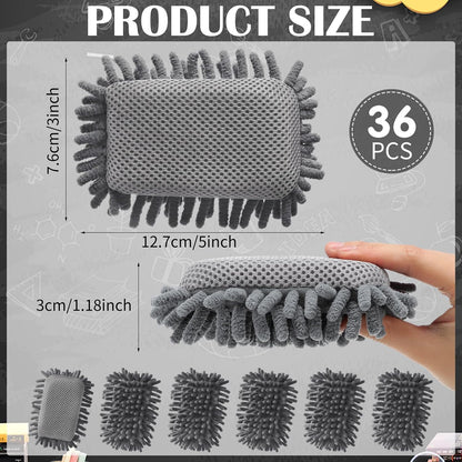 Sherr 36 Pcs Microfiber Shag Magnetic Erasers Bulk Washable Dry Erase Whiteboard Erasers for Whiteboard, Chalkboard, and Memo Boards Marker, Chalk Mark, Home School Classroom Office(Gray Color)