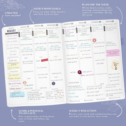 Legend Planner PRO Hourly Schedule - Weekly & Daily Organizer with Time Slots. Appointment Book Journal for Work & Personal, A4 (Periwinkle)
