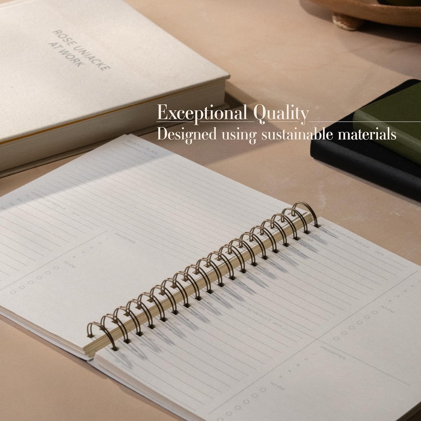 Anecdote 2025 Planner (8.5" x 10") Daily Planner Weekly Monthly Planner - 52 Weeks w/Library Buckram Cover, Brass Spiral - A4 Size Bleed-Resistant Paper – Mustard