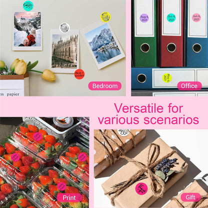 1 Inch Circle Dot Stickers 1000 PCS Color Coding Thermal Labels Dots Writable Printable Small Round Stickers for Office, Classroom, Inventory, Garage, Organizing Storage, Fluorescent Pink