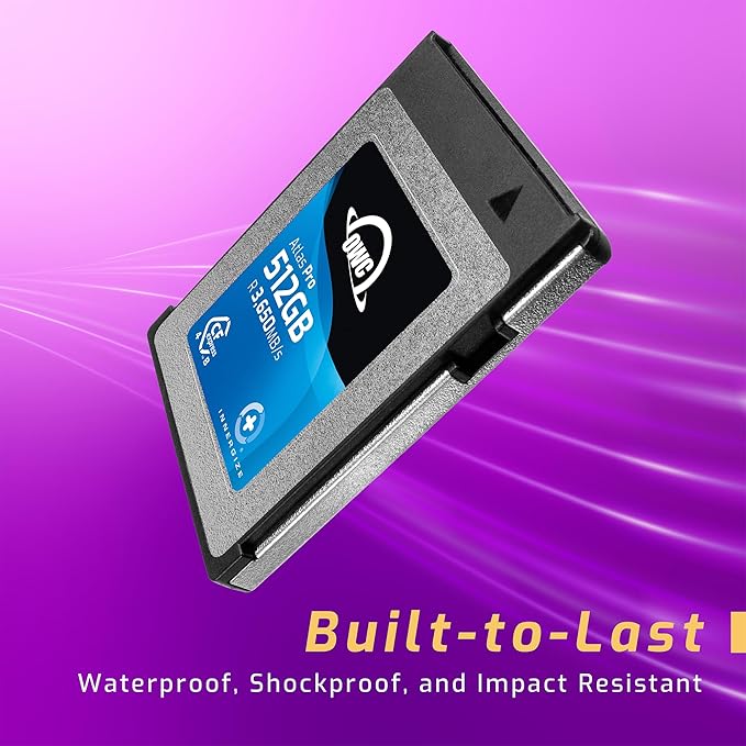OWC 512GB Atlas Pro High-Performance CFexpress 4.0 Type B Memory Card, Professional Grade, up to 3000MB/s Write,3650MB/s Read, Capture up to 6K high bitrate Video