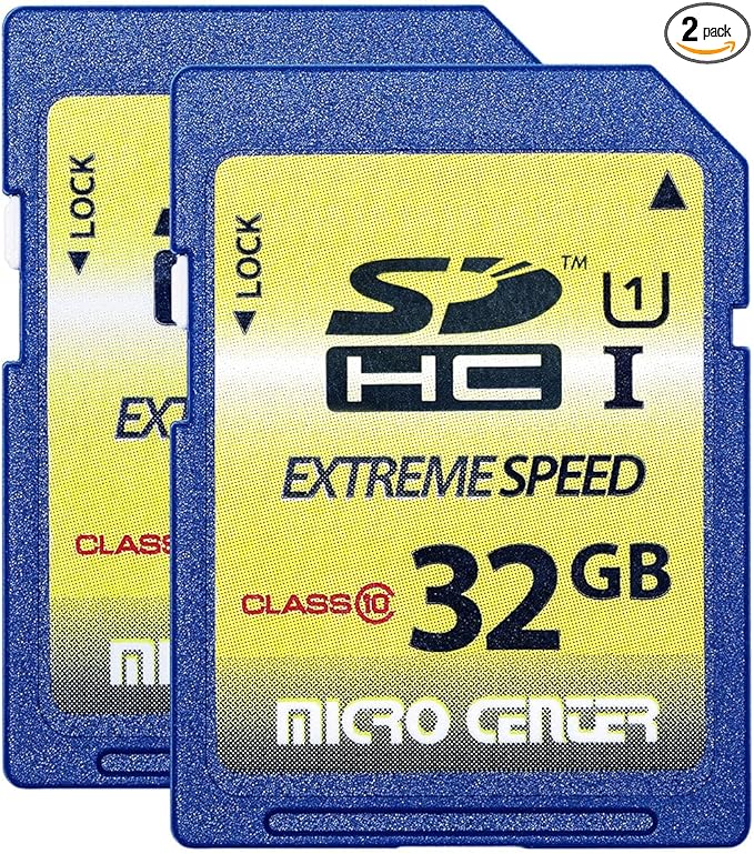 INLAND 32GB Class 10 SDHC Flash Memory Card Standard Full Size SD Card USH-I U1 Trail Camera by Micro Center (2 Pack)