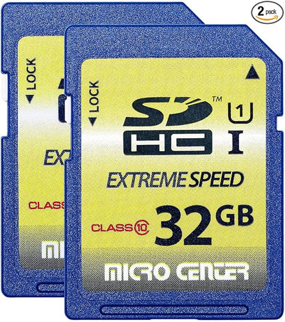 INLAND 32GB Class 10 SDHC Flash Memory Card Standard Full Size SD Card USH-I U1 Trail Camera by Micro Center (2 Pack)