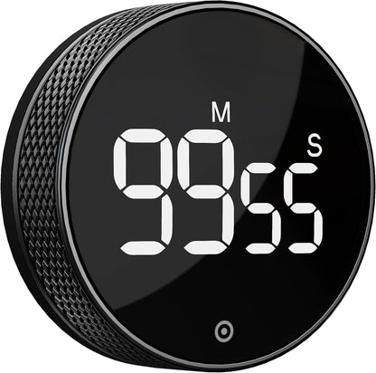 BlueSnail Kitchen Timer with LED Digital Display Smart Efficana for Home Classroom Gym Office, Volume and Brightness Adjustable Productivity Timer (All Black)