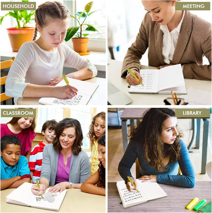 feela 5 Pack Notebooks Journals Bulk, Hardcover Classic Ruled Lined Journals with Pen Holder for Women Girls School Business Supplies, with 5 Black Pens, 120 GSM, 5.1”x8.3”, A5, Avocado Green