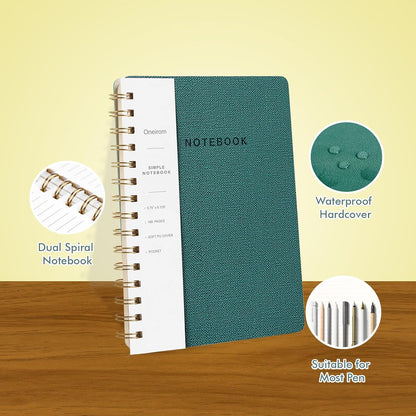 Lined Spiral Notebook College Ruled A5 Journal Book for Note Taking, 160 Pages Writing Journal for Office and Home School Supplies 5.75x8.125 inch (6pack-3Black/3Green)