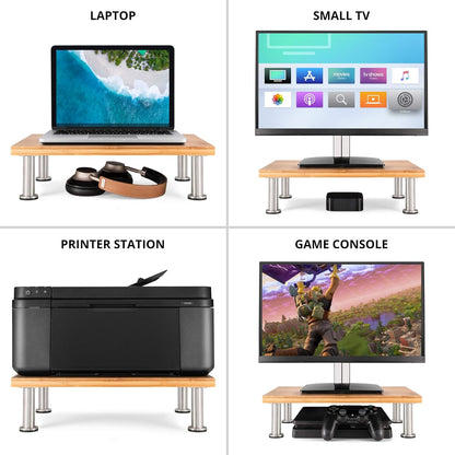The Original Bamboo Monitor Stand (As Seen On PBS) - Monitor Riser for Computer Screen or Laptop - Desk Shelf Adds Storage Space & Improves Ergonomics - Natural
