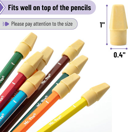 Mr. Pen- Pencil Eraser Toppers, 120 Pack, Yellow, Cap Erasers, Pencil Top Erasers, Eraser Caps, Tops for Pencils
