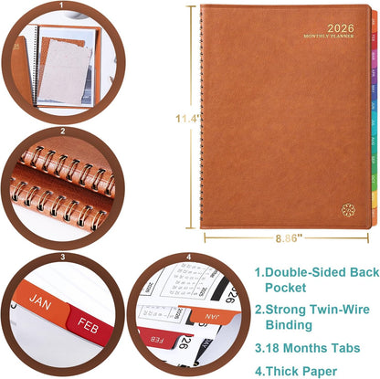 2026 Monthly Planner - Monthly Planner 2026 from JAN. 2026 to DEC. 2026, 8.86'' x 11.4'' with Coated Tabs, Inner Pocket